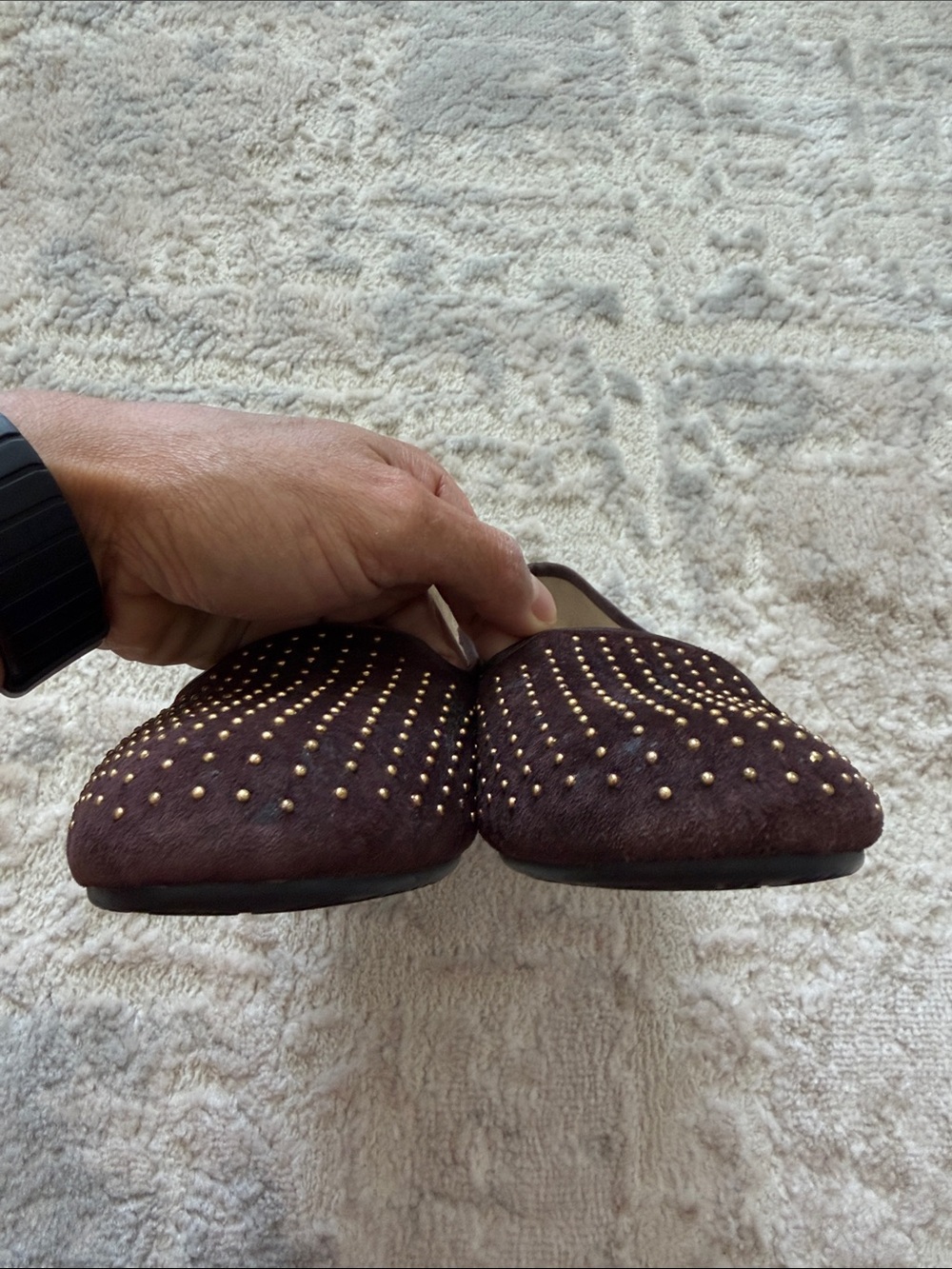 UGG Women's Dark Brown Studded Suede Slip-Ons - Picture 3 of 7
